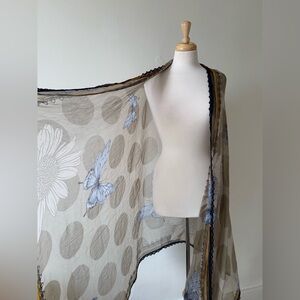 Oversized Sheer Butterfly Floral Shawl Wrap – 94” x 47”